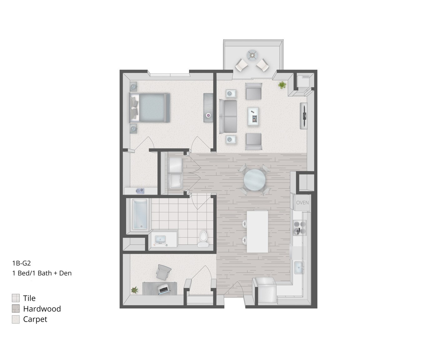 Floorplan for Apartment #9114, 1 bedroom unit at Halstead Plymouth